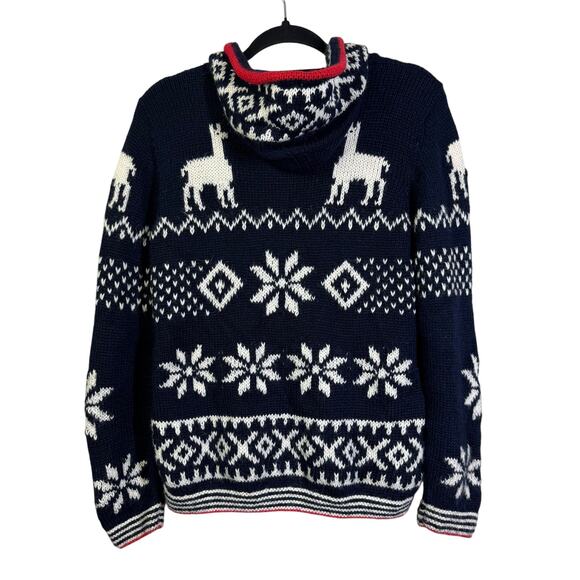 THE ALPACA CONNECTION Sweater Large Hoodie Cardigan Fair Isle Full Zip Llama - Picture 3 of 15